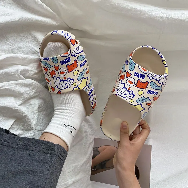 WEH slides for men Cartoons Designer Kanye West men 2020 fashion men summer men s slide bone casual slippers beach shoes Sandals