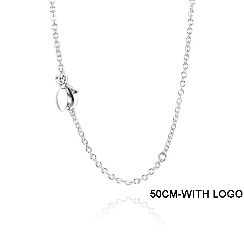 Fit Original Pandora Pendants S925 Sterling Silver Total Length 60cm Adjustable Length Thin Necklace Women Gift