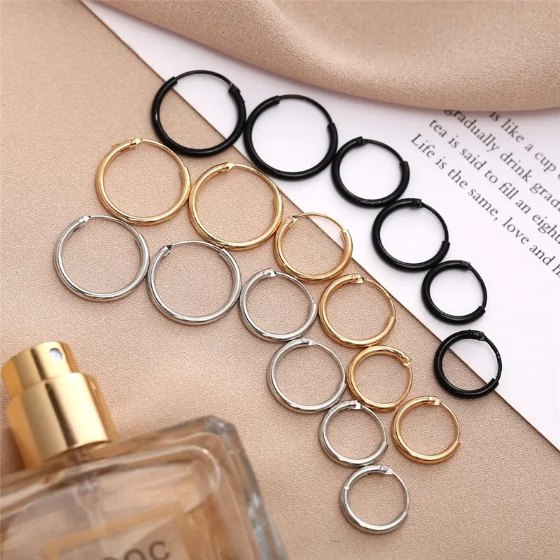 2020 New Vintage Rose Gold Multiple Dangle Small Circle Hoop Earrings for Women серьги Jewelry Steampunk Ear Clip Gift