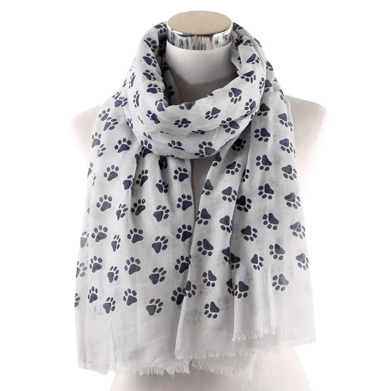 Lovers Spring Winter Printed Plain Scarf Fashion Cute Dog Paw Scarf Women Dog Footsteps Printed Shawl Hijabs Dog