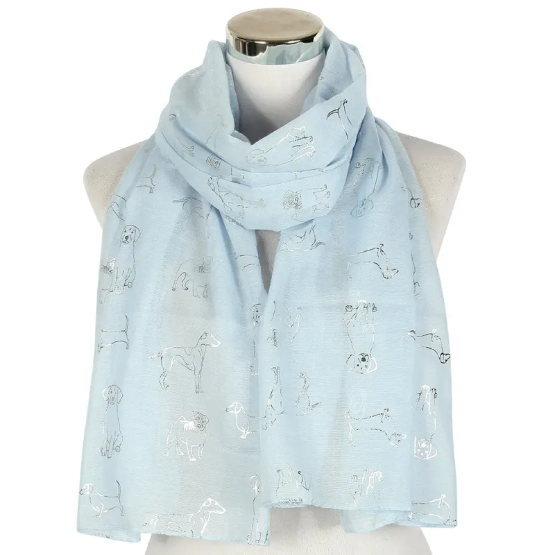New Cute Silver Foil Dog Print Scarf Shawls Long Warm Animal Soft Wrap Scarves Hijab 4 Color Free Shipping