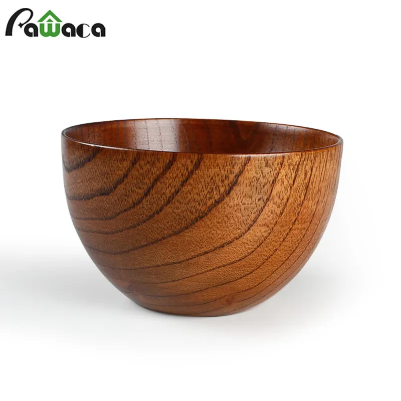 Japanese Style Wooden Bowl Natural Wood Bowl Tableware for Fruit Salad Noodle Rice Soup Kitchen Utensil Dishes Handmade Crafts