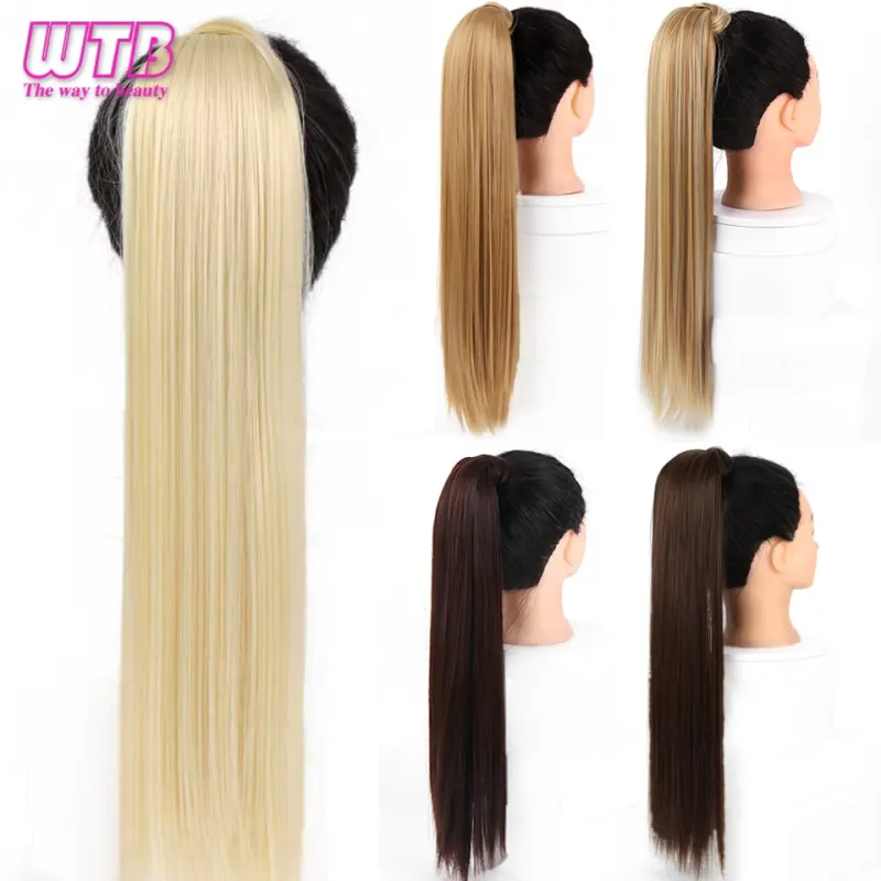 WTB Wrap Synthetic Ponytail Hair Extension Super Long Straight Women's Clip In Hair Extensions Pony Tail False Hair 32 Inch