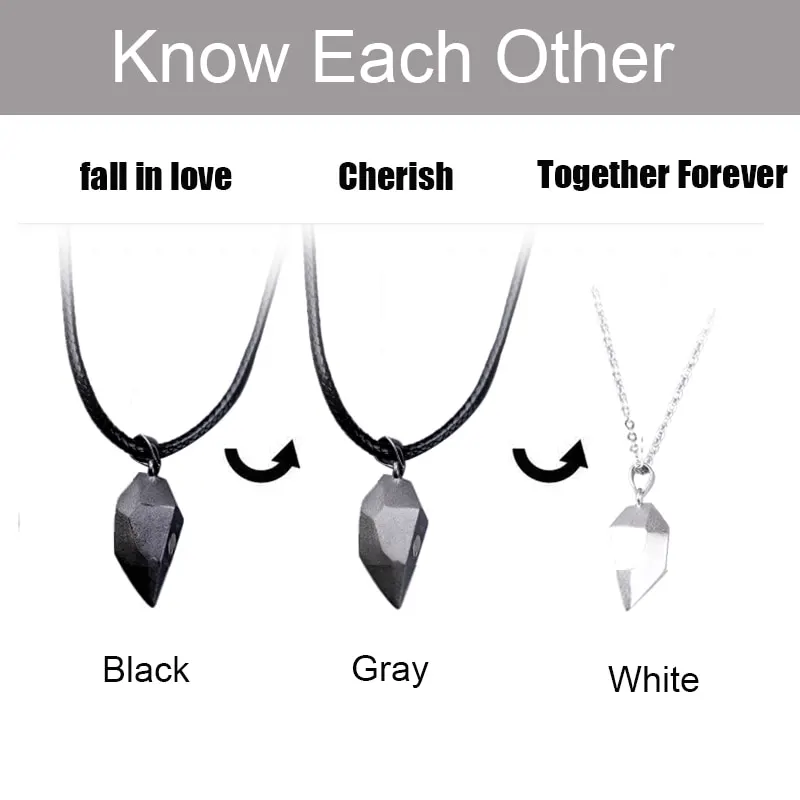 2Pcs Magnetic Couple Necklace Lovers Heart Pendant Distance Faceted Charm Necklace Women Valentine's Day Gift 2021