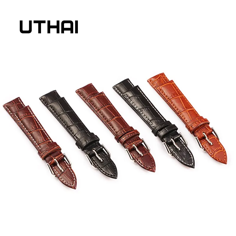 UTHAI Z08 Watch Band Genuine Leather Straps 10 24mm Watch Accessories High Quality Brown Colors Watchbands
