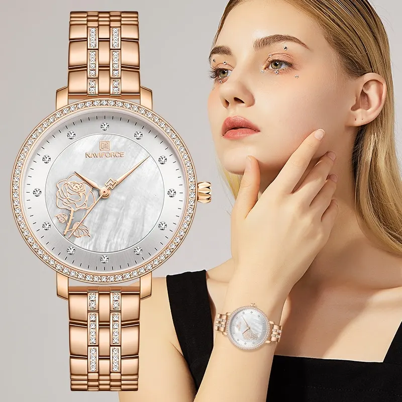 NAVIFORCE Rose Gold Watch Women Watches Ladies Creative Steel Women's Bracelet Watches Female Waterproof Clock Relogio Feminino