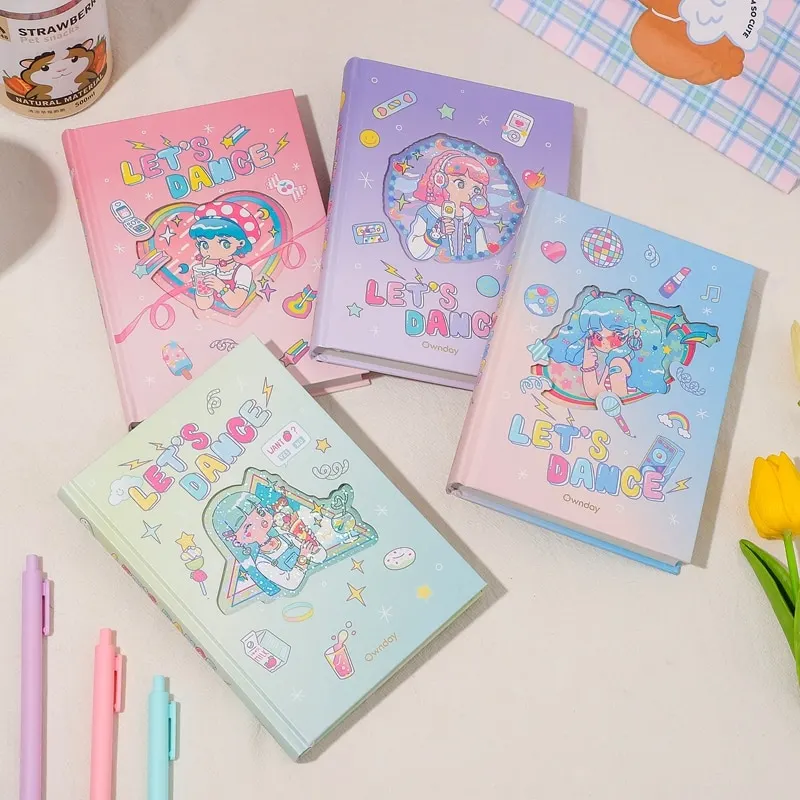 New A6 Color Paper Notebook For Girls Daily Planner Diary Korea Style Hard Cover Journal Notepad Agenda Sationary