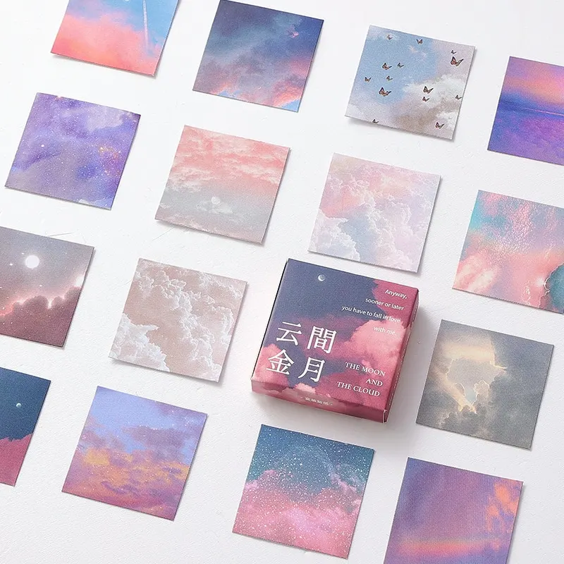 45Pcs/box Beautiful Scenery Stickers Cute Colorful Cloud Stickers Journal Diary Scrapbooking Stationery Decoration Stickers