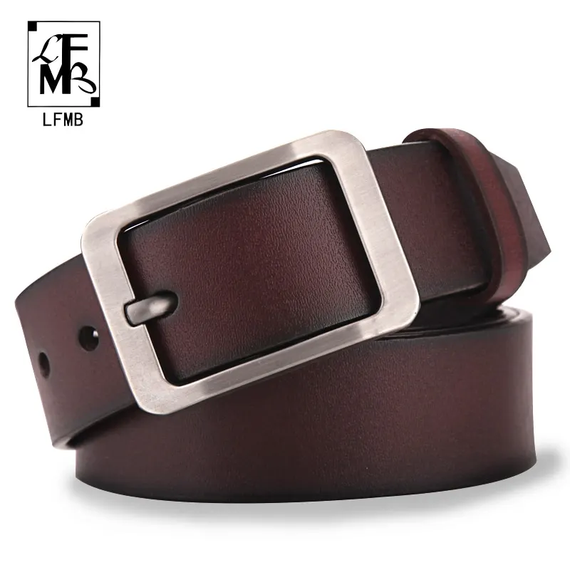 LFMB]Men's belt leather belt men pin buckle cow genuine leather belts for men 130cm high quality mens belt cinturones hombre