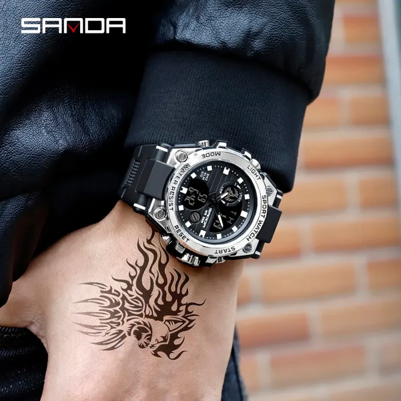 SANDA 739 Sports Men's Watches Top Brand Luxury Military Quartz Watch Men Waterproof S Shock Male Clock relogio masculino 2021