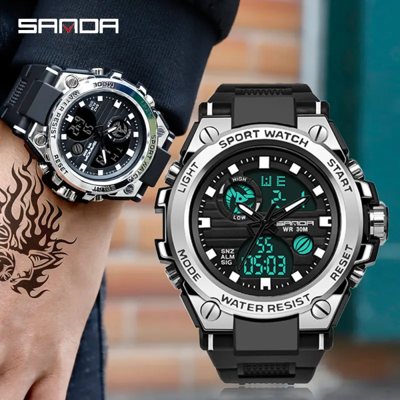 SANDA Brand G Style Men Digital Watch Shock Military Sports Watches Fashion Waterproof Electronic Wristwatch Mens 2020 Relogios