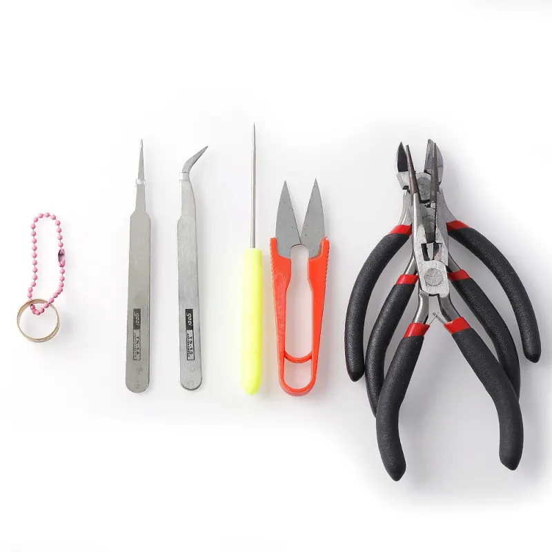 8pcs set Jewelry Making Tool Kits Pliers Set With Round Nose Plier Side Cutting Pliers Wire Cutter Scissor Beading Tweezers