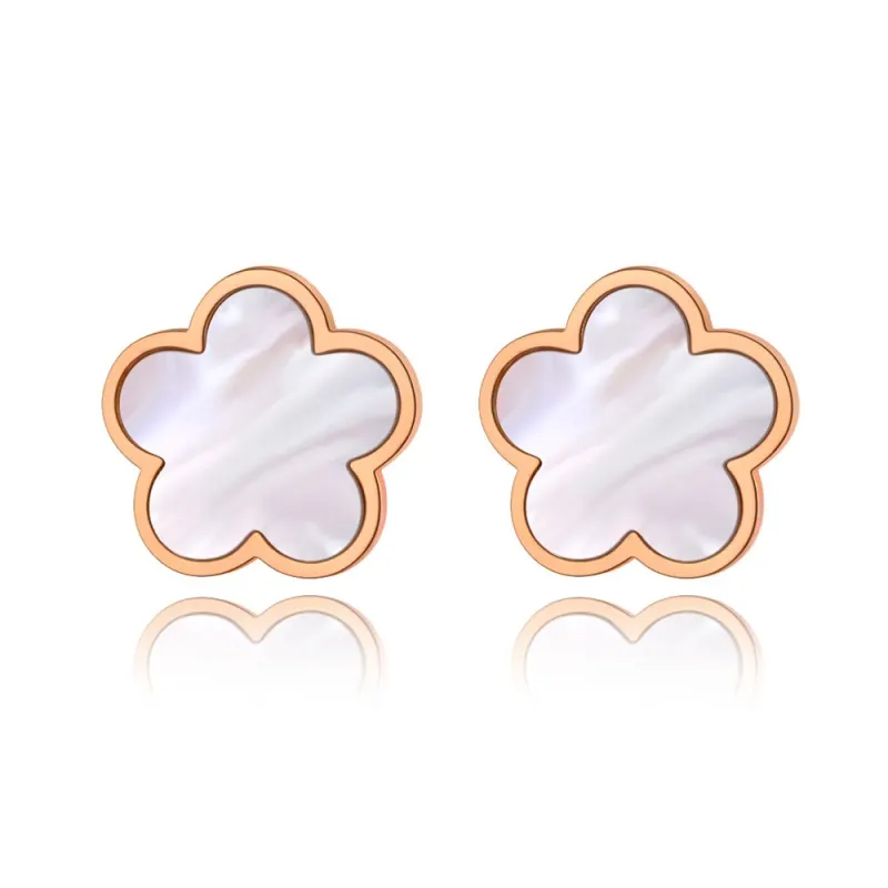 Lokaer Trendy Stainless Steel White Shell Plum Flower Bohemia Party Earrings For Women Original Design Earrings Jewelry E20133