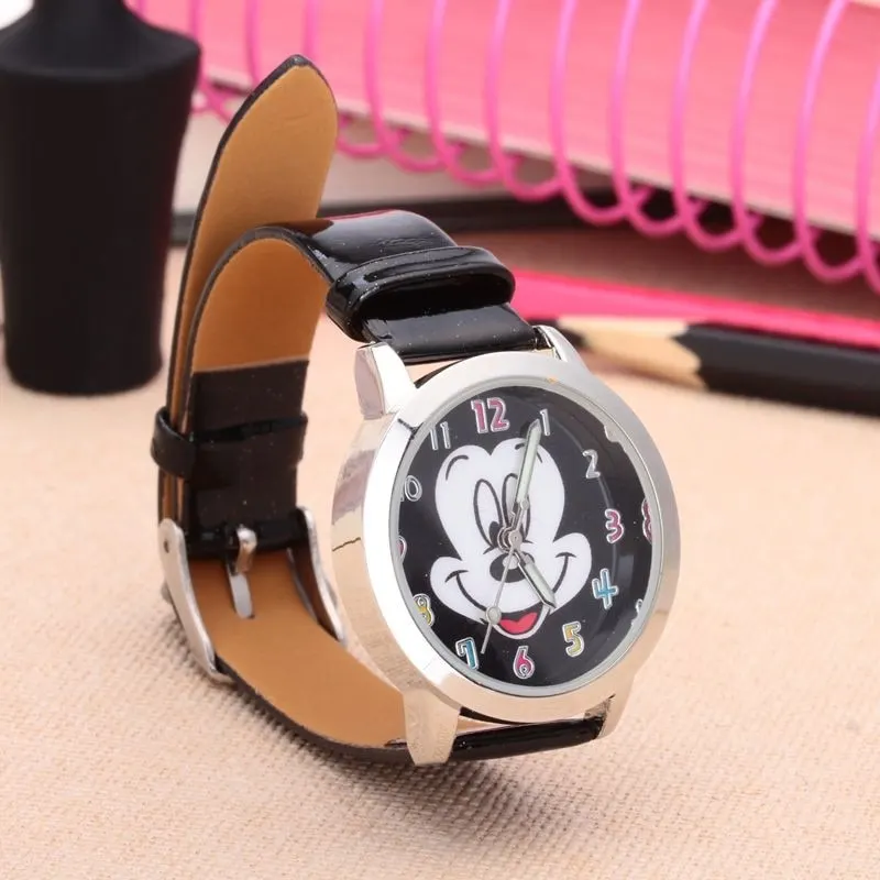 New Arrival Fashion Leather Cute Minnie Desgin Kids Watch Cartoon WristWatch Student Horlog Relogio Kol Saati