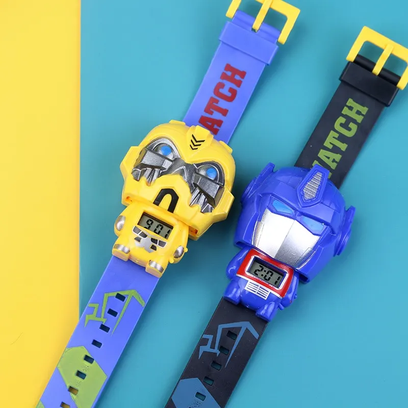 New Electronic Rubber Type Children's Watch Telescopic Deformation Super Hero Kids Watches For Boys Girl Student Wristwatch