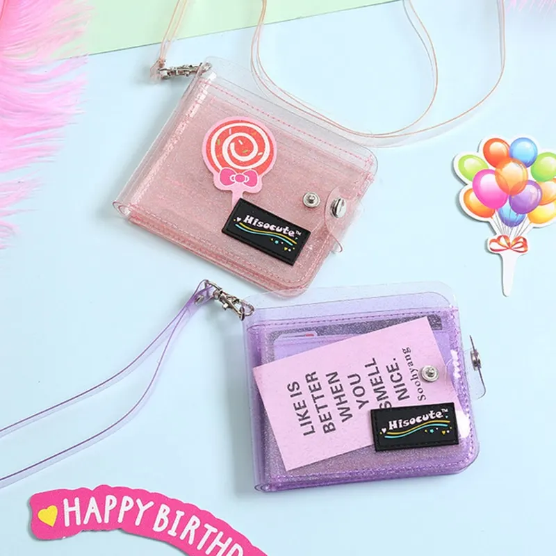 PVC Transparent Short Wallet For Girl Milkjoy Laser Holographic Coin Purse Women Clear Glittering Letter Card Holder Purse