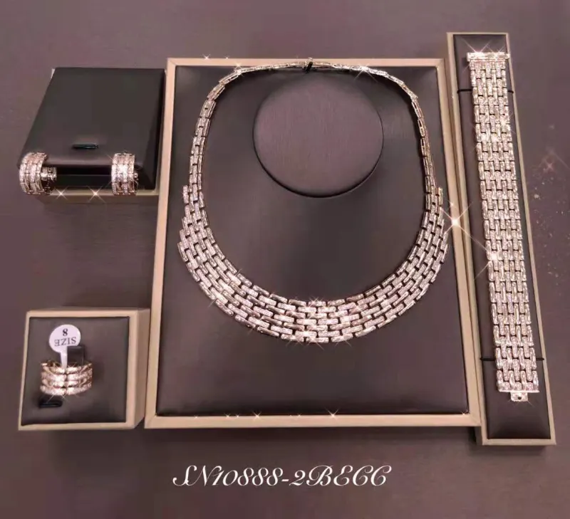 janekelly 4pcs Bridal Zirconia Full Jewelry Sets For Women Party Luxury Dubai Nigeria CZ Crystal Wedding Jewelry Sets
