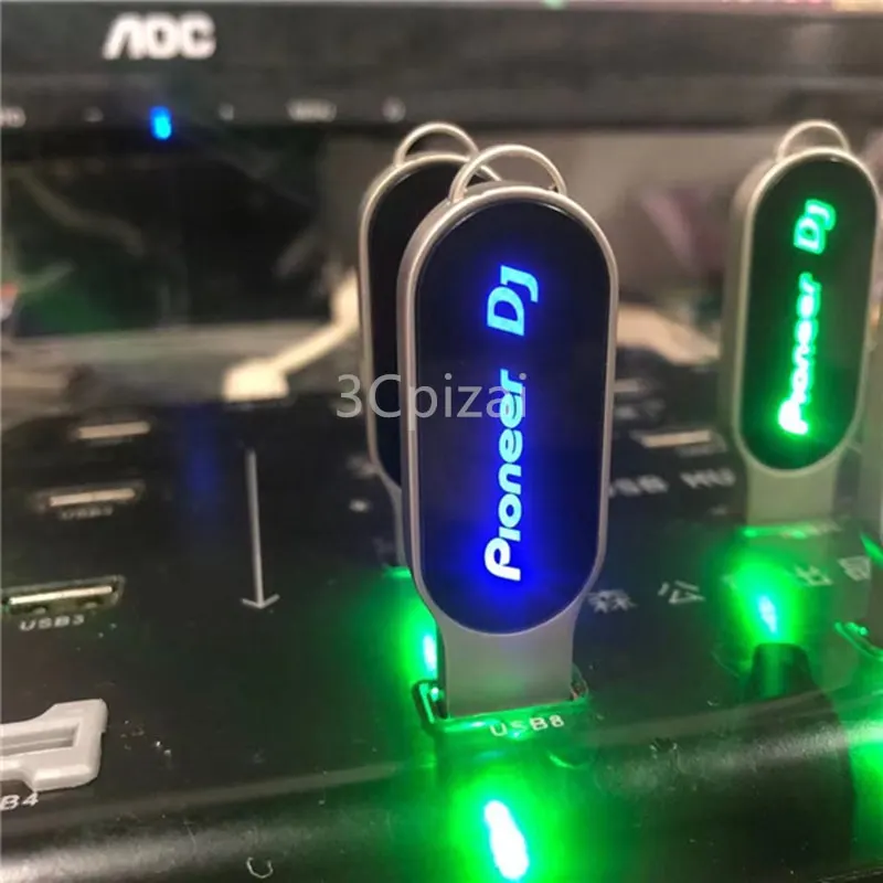 2021 Brand New Pioneer DJ Creative Colorful LED LOGO USB 2.0 Memory Flash Pendrive 16GB 32GB 64GB 128GB
