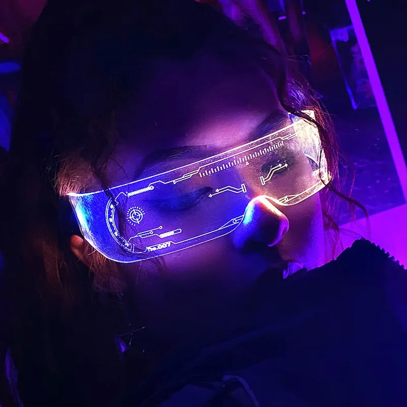 LED Luminous Sunglasses Vintage Punk Goggles Men Women Fashion Party Halloween Christmas Colorful Light Up Glasses Shades