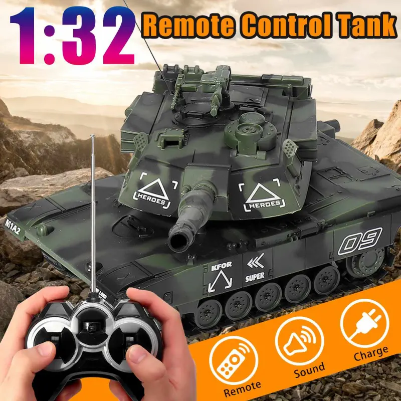 1:32 RC War Tank Tactical Vehicle Main Battle Military Remote Control Tank with Shoot Bullets Model Electronic Hobby Boy Toys