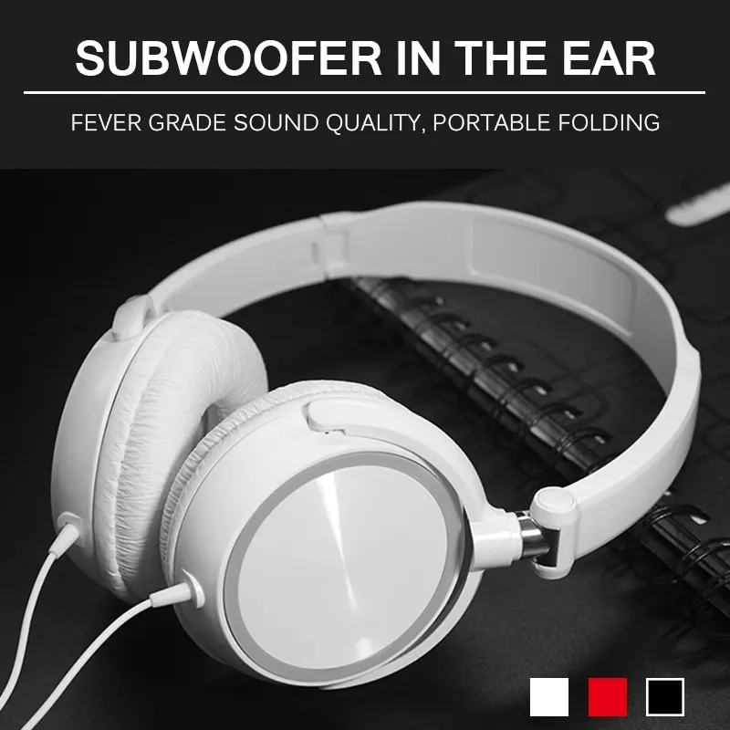 Headset 3.5 wired control subwoofer mobile phone computer stereo sports game wired headset with microphone