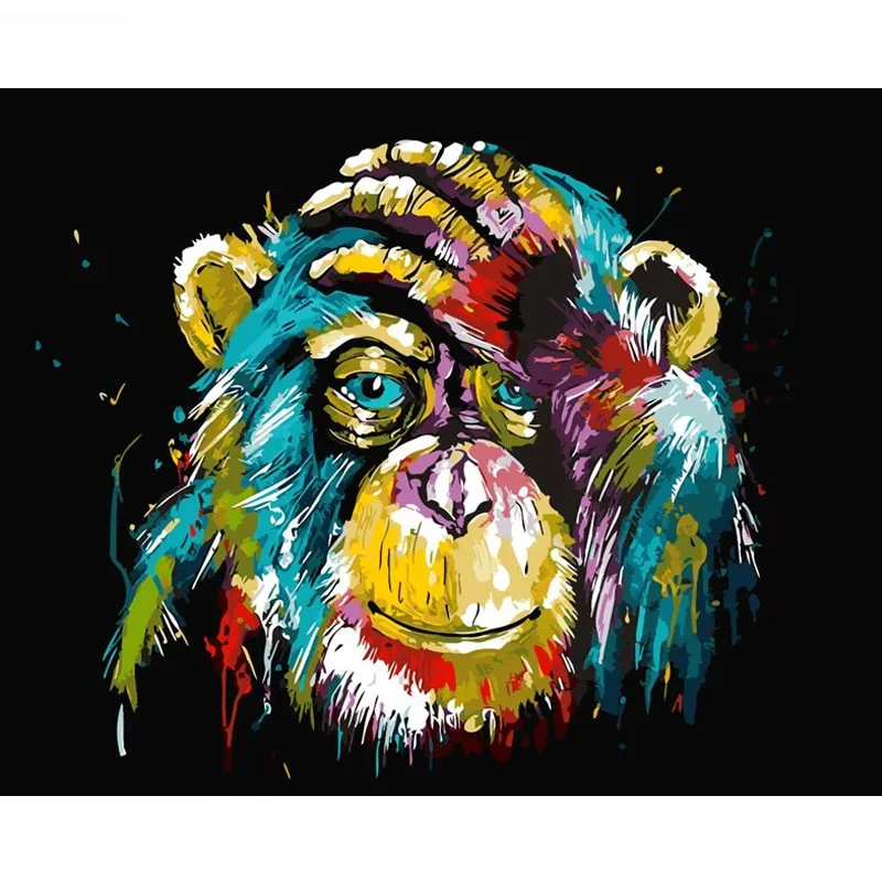 DIY Painting By Number Frameless Baboon Animal Wall Art Picture Canvas Painting For Home Decor Artwork Healthy acrylic coating