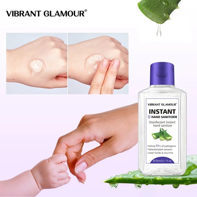 VIBRANT GLAMOUR Hand Sanitizer Gel Moisturizing Aloe Extract Deep Cleansing Nourish No Washing Natural Portable Hand Soap 60ml