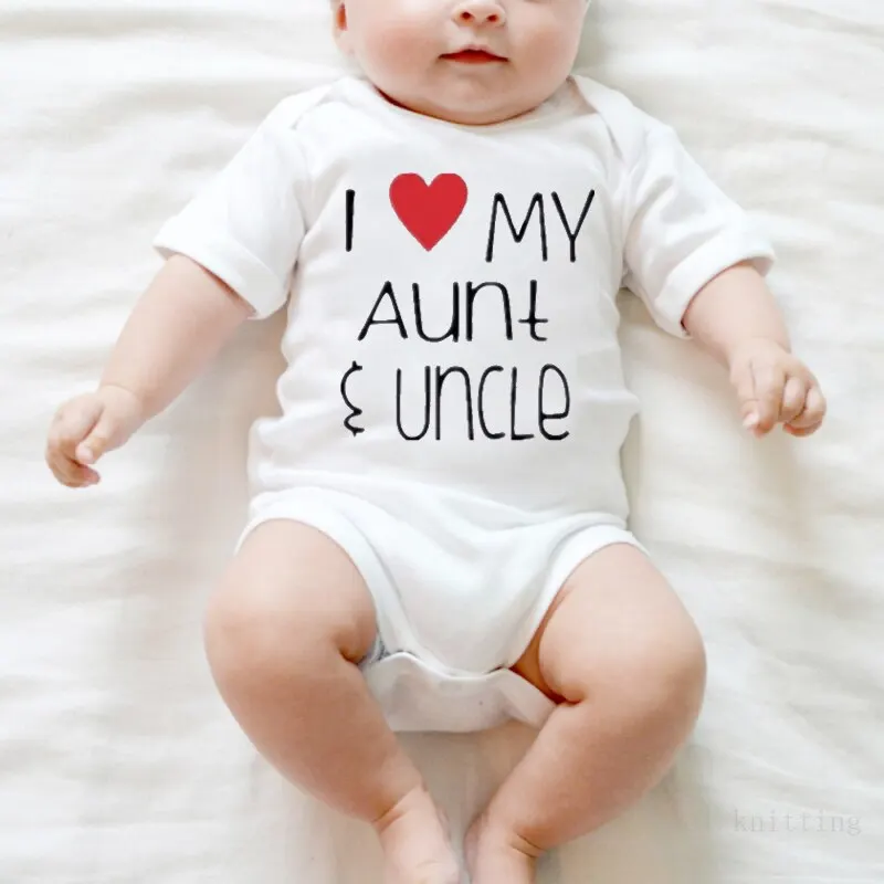 Summer Newborn Infant Baby Clothes I Love My Aunt Uncle Funny Cute Toddler Jumpsuits Bodysuits Outfits