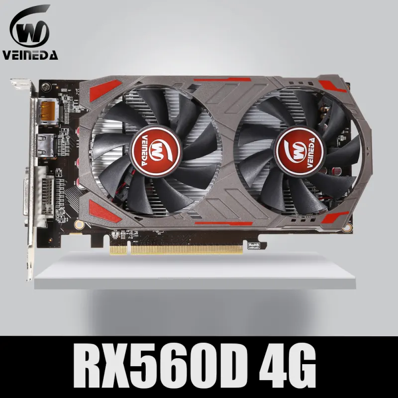 VEINIDA Video Card Radeon RX 560D GPU 4GB GDDR5 128 bit Gaming Desktop computer Video Graphics Cards PCI Express3.0 For Amd Card