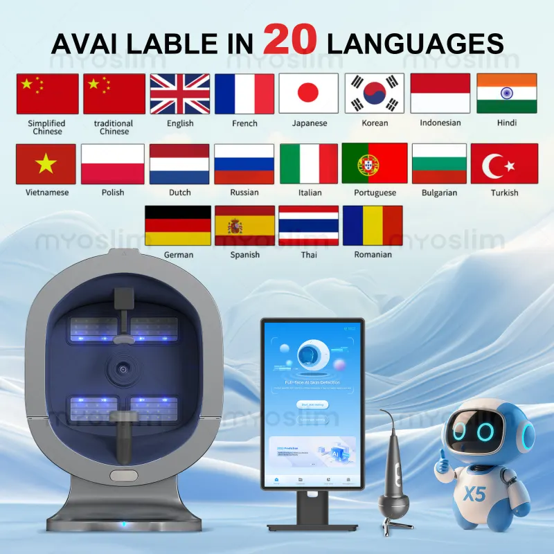 21.5 Inch AI Hair Analysis 3D Facial Skin Analyzer Machine 8 Light Spectrum Skin Analysis Scanner For Business Beauty Care