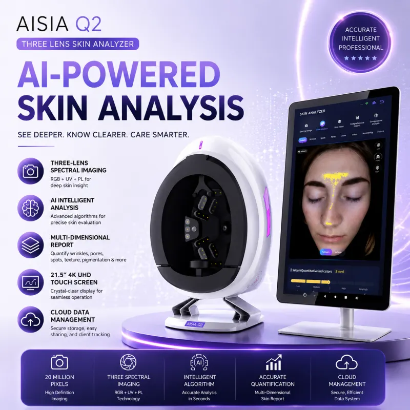 21.5 Inch AISIA Q2 3D AI Skin Analyzer Facial Scanner Skin Problem Detector Diagnosis Device Beauty Salon Necessary Equipment