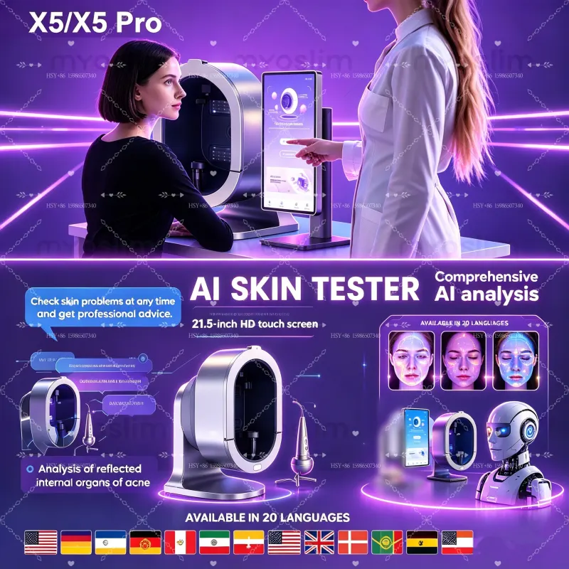 21.5 Inch X5 Facial Skin Analyzer 3D AI Skin Analysis Scanner Hair Scanner 9 Spectrum Light Magic Mirror Beauty Analysis Machine