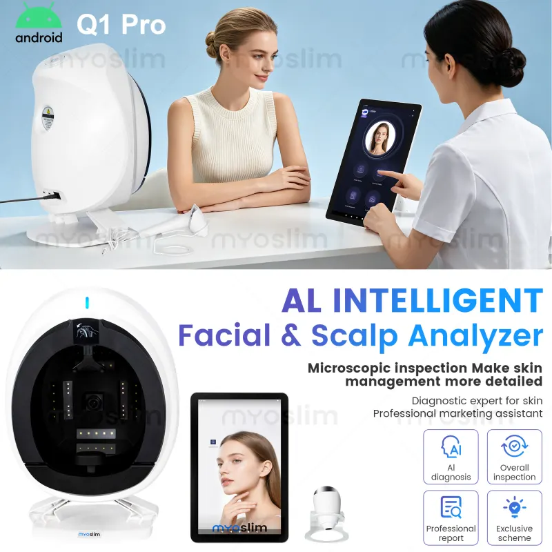 Facial Skin Analyzer 3D AI Scanner Magic Mirror 15.6inch 10 Light Spectrum Portable English Detector Face Camera Salon Care Test