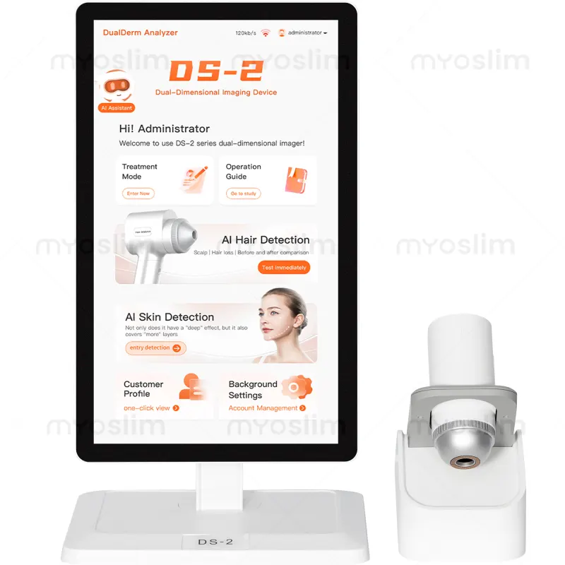 MYO slim DS-2 AI Scalp Skin Analyzer Machine Dual Probe 3 Spectrum 8MP HD Camera 15.6 Inch Touch Screen Facial Scalp Hair