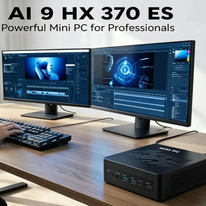 AI Mini PC with AMD Ryzen AI 9 HX 370 ES AI 7 H 350 ES Radeon 880M Mini Gaming PC Windows 11 Pro/8K Display HDMI 2.1/USB4/DP2.1
