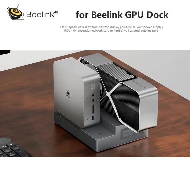 Beelink External GPU Docking Station PCIe×16 Slot Built-in PSU/SSD/WI-FI Module 600W power supply for GTI14 155H/185H GTi12/13