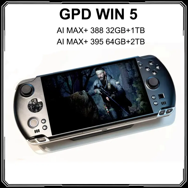 GPD WIN 5 Portable Handheld Gaming PC AMD Ryzen AI MAX + 395/7 Inch/64GB DDR5 RAM 2TB M.2 SSD/Capacitive Joystick/80Wh Battery