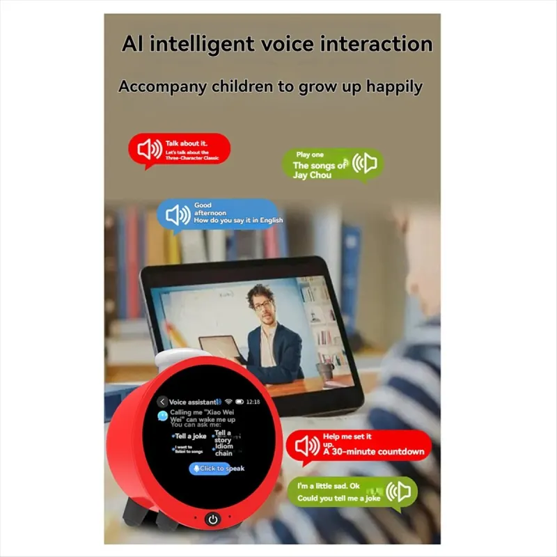 A26Z AI Sound Alarm Clock WiFi Dialogue Timer Electronic Alarm Clock Fun Brain Clock with Lcd Touch Screen Desktop Decoration