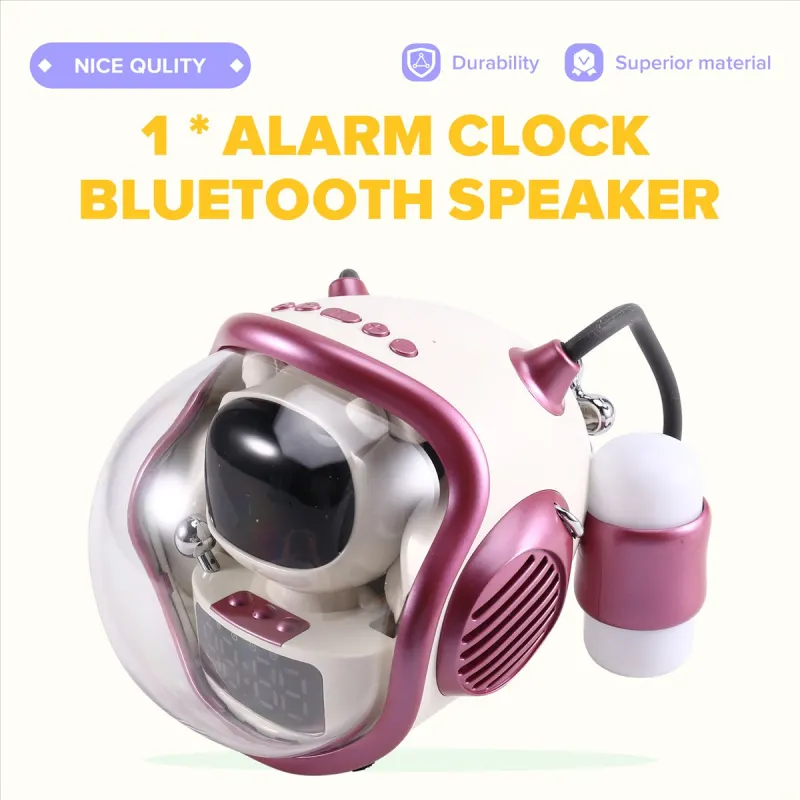 Astronaut Spaceship Wireless Bluetooth Speaker AI Interactive with RGB Light Alarm Clock Night Good Looks Gifts
