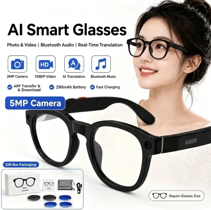 2 in 1 AI Smart Glasses AIMB-S1 Real-time Translation Smart Video Glasses Bluetooth Audio Fast Charging Smart AI Glasses