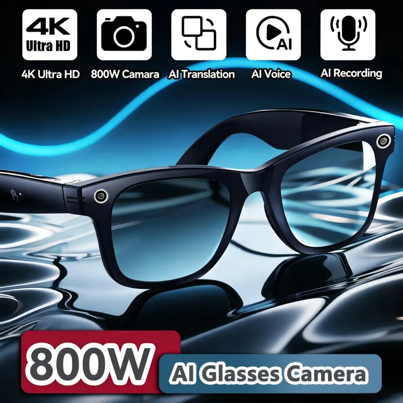 4K Super HD AI Smart Glasses Men 800W Pixel Camera Bluetooth Call 4GB WIFI Transmission Voice Assistant Smart Glasses