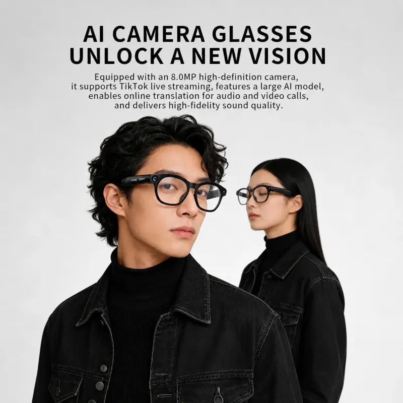 DZ04 All-in-one AI Smart Camera Glasses Hands-free First Person Record Real-time Translation Live Stream Travel Sports Driving