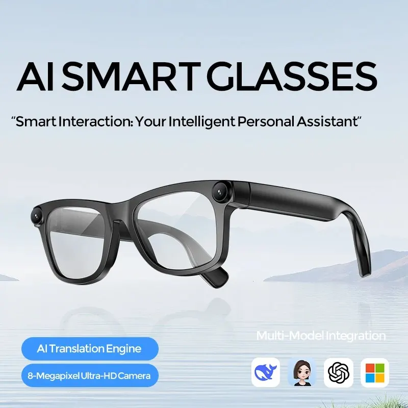 New 800W Camera AI Glasses Men Smart Translation Glasses Photo Video Recording Waterproof Call Smart Sunglasses