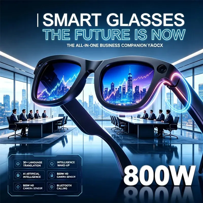 Smart AI Glasses 800W HD Camera Photo Video WIFI Transmission AI Object Recognition Translation Music Wireless Call Smartglasses