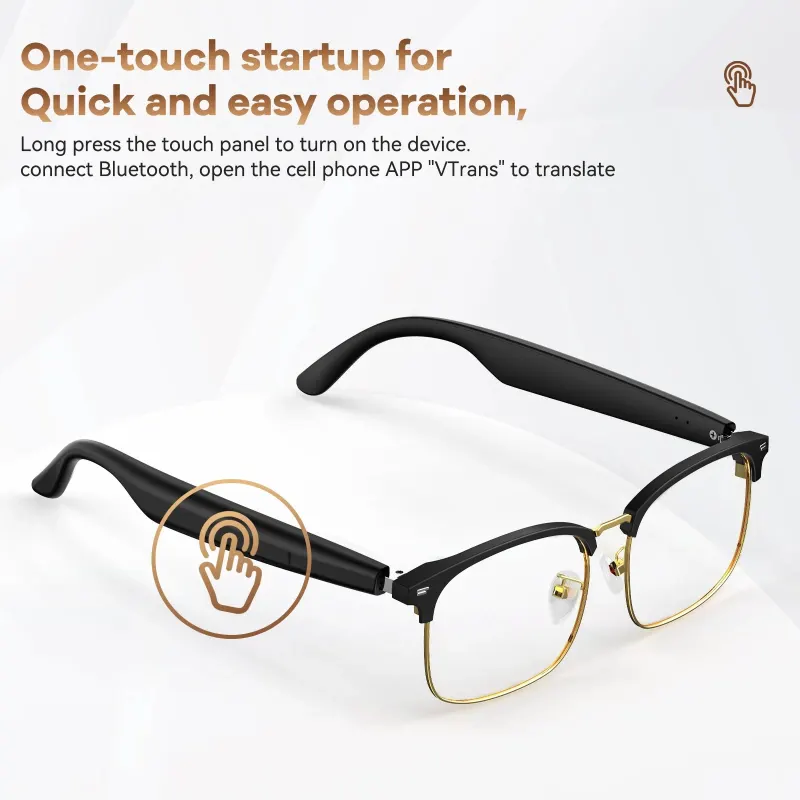 Y5 AI Translation Glasses Smart Simultaneous Interpretation Glasses with 150 Languages & Accents & 8 Offline Translation Packs