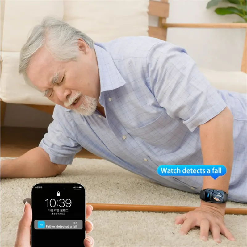 Punctual- 4G Elderly Smart Watch with GPS, SOS, Fall Detection Emergency Support AI Health Monitoring for Elderly Black A