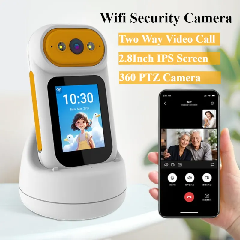 2.8 Inch Screen Wifi Security Camera 360 PTZ 2-Way Video Baby Monitor Night Vision AI Detection Alarm Telecamera Home Webcam