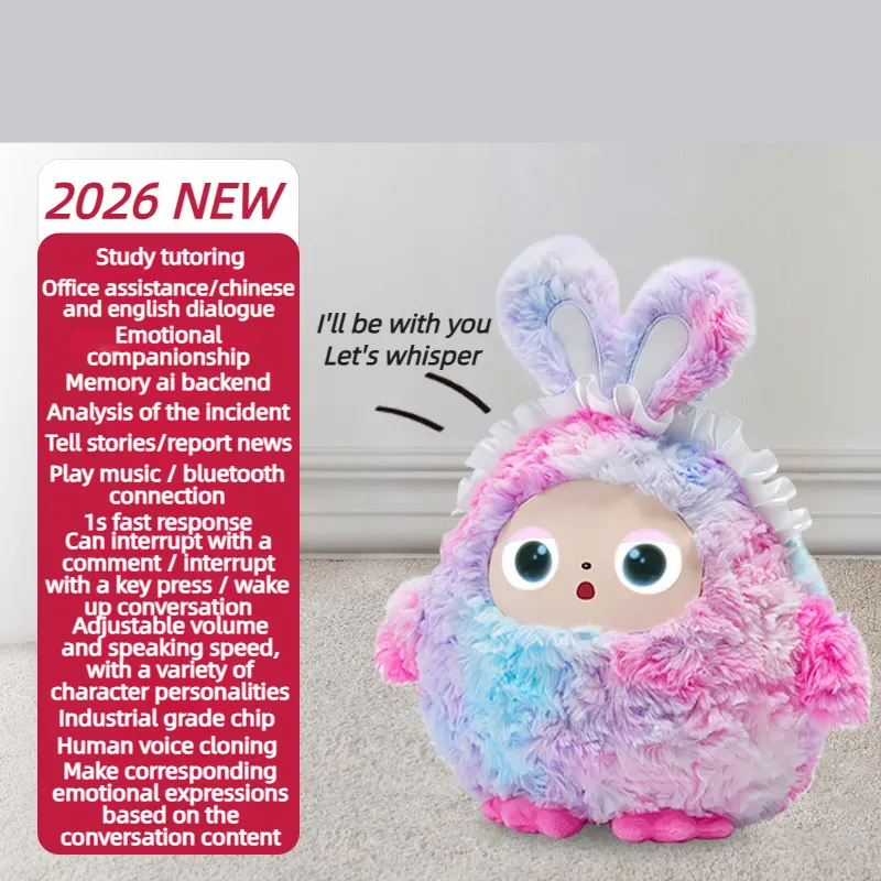2026 NEW AI Plush Toy Robot Smart Interactive With LED Eyes & Voice Control App Compatible Soft Companion