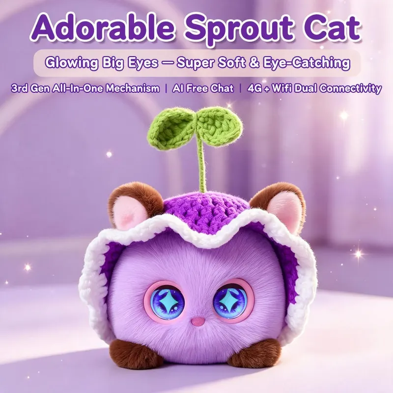 AI Cat Robot Plush E-Pet Emotional Chatting Companion Toy Cartoon Stuffed Doll with Voice Dialogue Portable Educational Fun