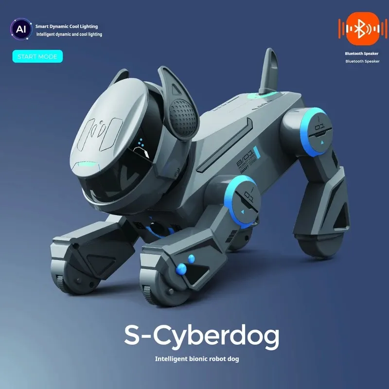 Ai Smart Robot Dog Gesture Touch Remote Control Bluetooth Speaker Song Programmable Cool Lighting Toy For Kids Aged 6+Interactio